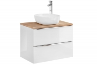 Zestaw mebli do łazienki Capri White V - biały połysk / dąb kraft złoty - 13 elementów szafka do łazienki z umywalką Capri