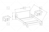 Komplet sypialniany Vera III Biały/Orzech czarny  łóżko ze stolikami 