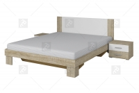 Komplet sypialniany Vera I Dąb sonoma jasny/Biały łóżko ze stolikami 