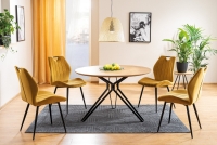 Krzesło tapicerowane Arco Velvet - curry / Bluvel 68 / czarne nogi stół i krzesła