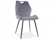 Krzesło tapicerowane Arco Velvet z metalowymi nogami - szary / Bluvel 14 / czarne nogi Krzesło tapicerowane Arco Velvet z metalowymi nogami - szary / Bluvel 14 / czarne nogi