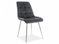 Krzesło tapicerowane Chic Velvet - czarny Bluvel 19 / nogi chrom grafitowe krzesło do jadanlni