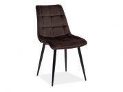 Krzesło tapierowane Chic Velvet z metalowymi nogami - brąz / Bluvel 48 / czarne nogi krzesŁo chic velvet czarny stelaŻ / brĄz bluvel 48