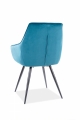 Krzesło tapicerowane Lilia Velvet z metalowymi nogami - turkus / Bluvel 85 / czarne nogi turkusowe tapicerowane krzesło