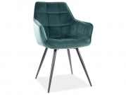 Krzesło tapicerowane Lilia Velvet - zielony / czarne nogi krzesŁo lilia velvet czarny stelaŻ/zielony bluvel78