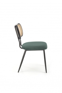 Krzesło metalowe z tapicerowanym siedziskiem i plecionym oparciem K503 - ciemny zielony krzesło metalowe z tapicerowanym siedziskiem i plecionym oparciem k503 - ciemny zielony