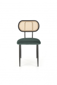 Krzesło metalowe z tapicerowanym siedziskiem i plecionym oparciem K503 - ciemny zielony krzesło metalowe z tapicerowanym siedziskiem i plecionym oparciem k503 - ciemny zielony