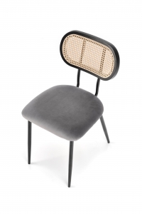 Krzesło metalowe z tapicerowanym siedziskiem i plecionym oparciem K503 - popielaty krzesło metalowe z tapicerowanym siedziskiem i plecionym oparciem k503 - popielaty