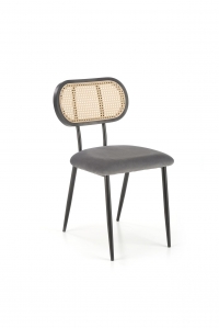 Krzesło metalowe z tapicerowanym siedziskiem i plecionym oparciem K503 - popielaty krzesło metalowe z tapicerowanym siedziskiem i plecionym oparciem k503 - popielaty