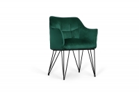 Krzesło tapicerowane loft z podłokietnikami Valencia Pik II - Zielony zielone krzesło loft 