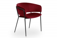 Krzesło tapicerowane z podłokietnikami Nicole na czarnym stelażu - Czerwony  czerwone krzesło z loft 