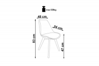 Krzesło tapicerowane K303 na drewnianym stelażu - beżowy / buk Krzesło tapicerowane K303 na drewnianym stelażu - beżowy / buk - wymiary