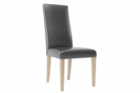 Krzesło tapicerowane Kama 101 z drewnianymi nogami - czarny / ekoskóra / dąb carmargue Krzesło tapicerowane Kama 101 z drewnianymi nogami - czarny / ekoskóra / dąb carmargue