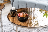 Stolik kawowy Crystal B 55 cm - szkło bursztynowe / srebrny stolik kawowy