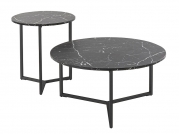 Zestaw okrągłych stolików kawowych Ravello - marmur / czarny - 2 elementy Zestaw okrągłych stolików kawowych Ravello - marmur / czarny - 2 elementy