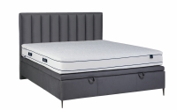 Łóżko sypialniane z tapicerowanym stelażem i pojemnikiem Misel - 140x200, nogi czarne  szare łóżko z metalowymi nóżkami 