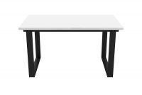 Loftowy stół do jadalni Temir - Biel Arktyczna  biały stół z czarnymi nogami 