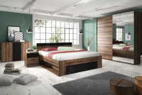 Łóżko do sypialni Beta 91 z szufladą 160x200 - dąb monastery / czarny zestaw sypialnianych z łóżkiem 