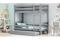 Łóżko dziecięce piętrowe trzyosobowe Ala III  szare łóżko