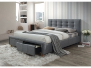 Łóżko tapicerowane Ascot 160x200 - szary / dąb szare tapicerowane łóżko z szufladami