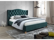 Łóżko tapicerowane Aspen Velvet 180x200 - zielony / dąb zielone welurowe łóżko w stylu chesterfield