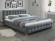 Łóżko tapicerowane Barcelona 160x200 - szary / dąb szare tapicerowane łóżko w stylu nowoczesnym