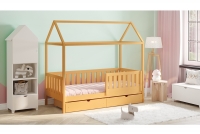 Łóżko domek parterowe Nemos II Certyfikat łóżko domek z barierkami i szufladami 