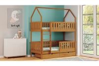 Łóżko domek piętrowe Dolores Certyfikat łóżko dziecięce piętrowe w kolorze olchy 