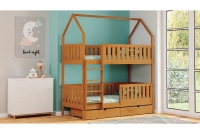 Łóżko domek piętrowe Dolores Certyfikat drewniane łóżko piętrowe domek