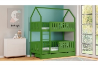 Łóżko domek piętrowe Dolores Certyfikat ciemno zielone łóżko piętrowe domek 
