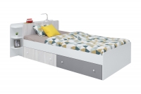 Łóżko dziecięce Como CM13 L/P - 120x200 - biały / dąb wilson / szary łóżko młodzieżowe z szufladami 