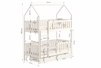 Łóżko dziecięce domek piętrowe Nemos - biały, 70x140 Łóżko dziecięce piętrowe Nemos - wymiary