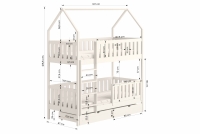 Łóżko dziecięce domek piętrowe Nemos - biały, 80x180 Łóżko dziecięce piętrowe Nemos - wymiary