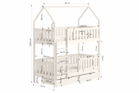 Łóżko dziecięce domek piętrowe Nemos - biały, 90x180 Łóżko dziecięce piętrowe Nemos - wymiary