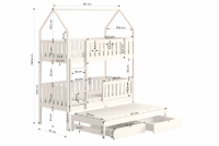 Łóżko dziecięce domek piętrowe wysuwane Nemos - biały, 80x180 Łóżko dziecięce piętrowe wyjazdowe Nemos - wymiary