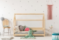 Łóżko dziecięce domek z barierką poziomą Melka  łóżeczko sosnowe 