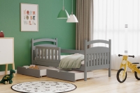 Łóżko dziecięce drewniane Amely - grafit, 90x180 Łóżko dziecięce drewniane Amely - kolor grafit - aranżacja