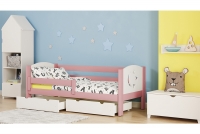 Łóżko dziecięce drewniane Denis III Gwiazdki różowe łóżko dla  dziewczynki