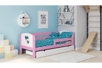 Łóżko dziecięce drewniane Denis III Serca różowe łóżko z szufladami 