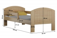 Łóżko dziecięce drewniane Holi  Łóżko dziecięce drewniane Fibi - wymiary 160x80