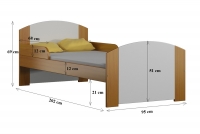 Łóżko dziecięce drewniane Fibi Łóżko Fibi - Wymiary 200x90