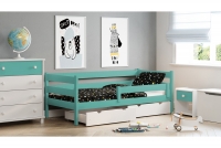 Łóżko dziecięce drewniane Ola II miętwe łóżko z szufladami
