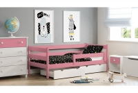Łóżko dziecięce drewniane Ola II różowee łóżko z szufladmi