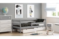 Łóżko dziecięce drewniane Ola II szare łóżko dziecięce drewniane