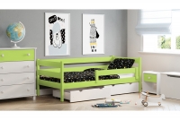 Łóżko dziecięce drewniane Ola II zielone łóżko z barierką