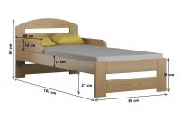 Łóżko dziecięce drewniane Wiki II Łóżko dziecięce drewniane Wiki II - wymiary