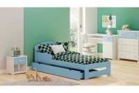 Łóżko dziecięce drewniane Wiki II niebieskie łóżko dzicięce