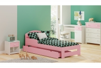 Łóżko dziecięce drewniane Wiki II różowe drewniane łóżeczko 