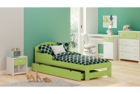 Łóżko dziecięce drewniane Wiki II zielone łóżko dziecięce z barierką
