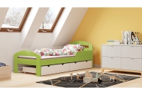 Łóżko dziecięce drewniane Wiki zielone łóżko z szufladami 